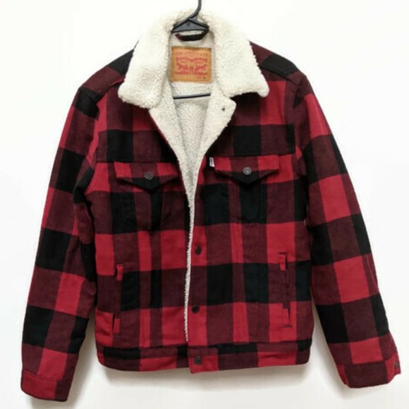levis sherpa plaid jacket